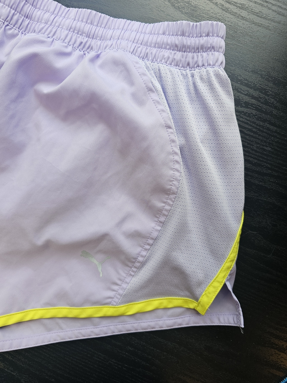 Puma Lavender Athletic Dri Cell Running Shorts with Yellow Trim Women's L - Picture 3 of 11